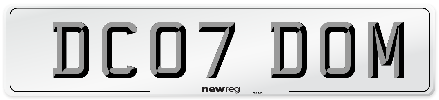 DC07 DOM Number Plate from New Reg